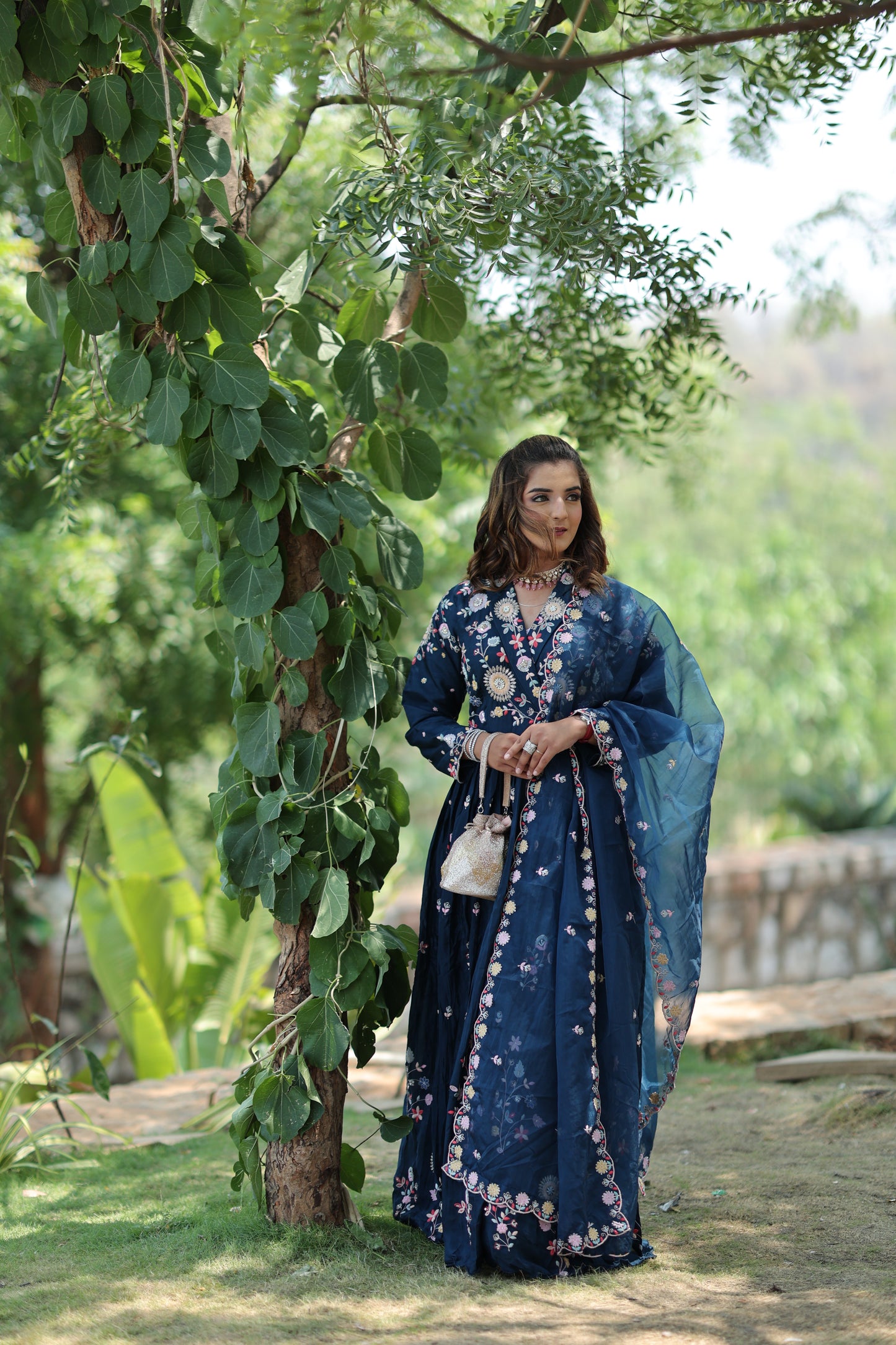 Blue heavy embroidery with dupatta