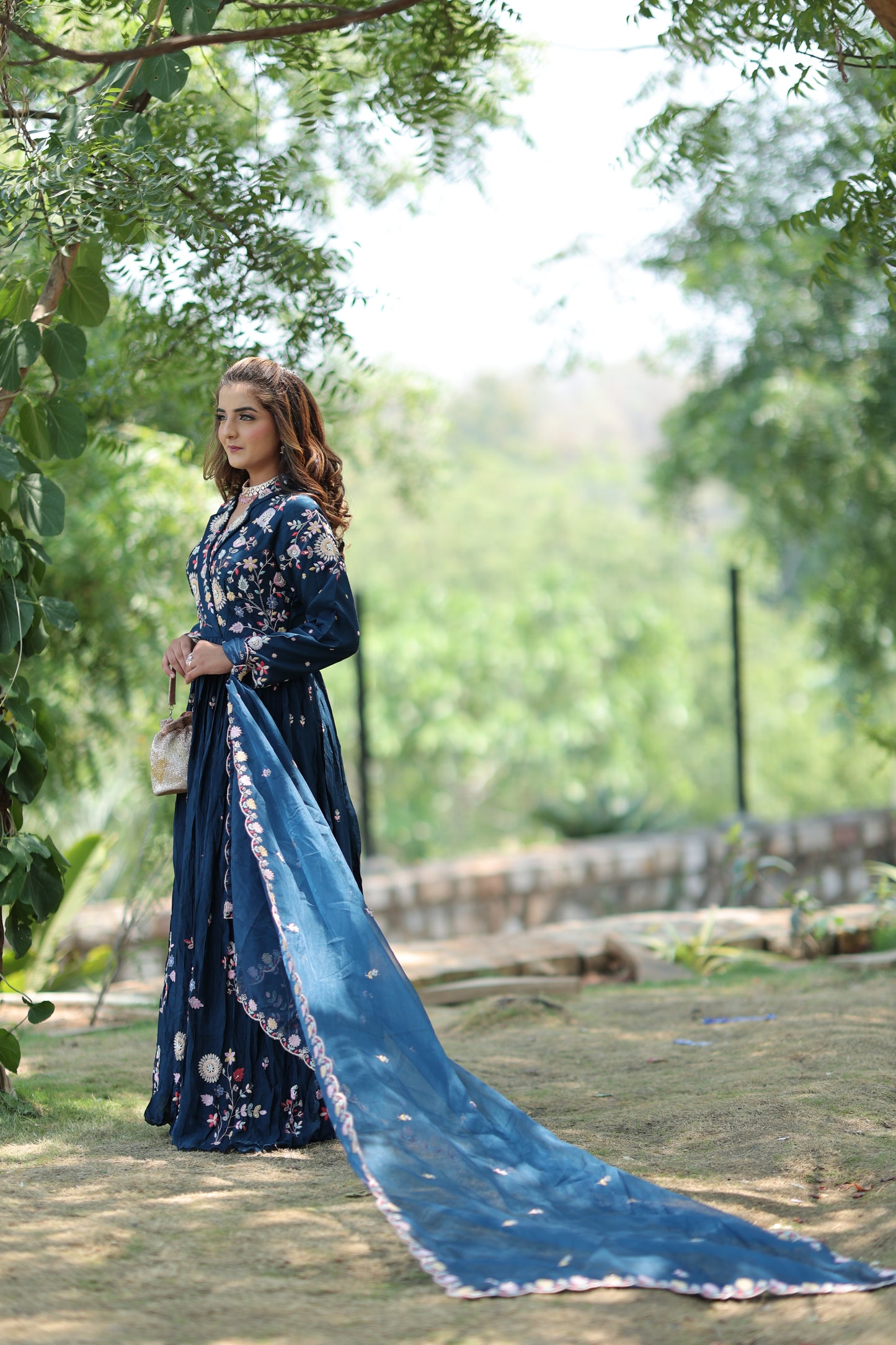Blue heavy embroidery with dupatta
